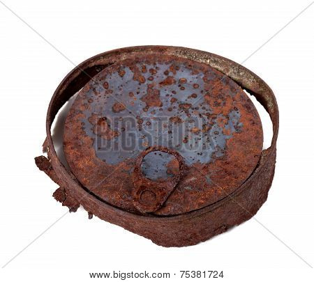 Old Rusty Tin Can Isolated On White Background