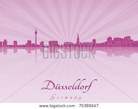 Dusseldorf Skyline In Purple Radiant Orchid