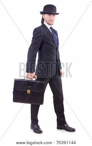 Young businessman isolated on the white background