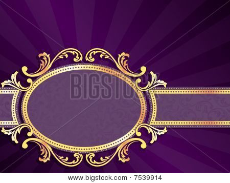 Fialové vodorovný popisek s zlatavý