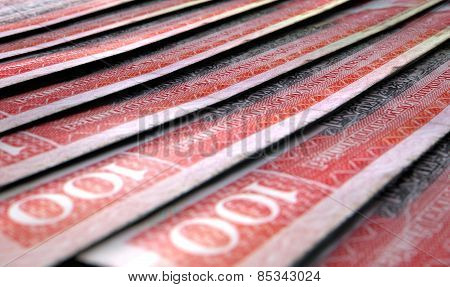 Lined Up Close-up Banknotes