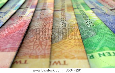 Lined Up Close-up Banknotes