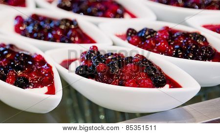 Many Servings Of Sweet Tasty Dessert On Buffet
