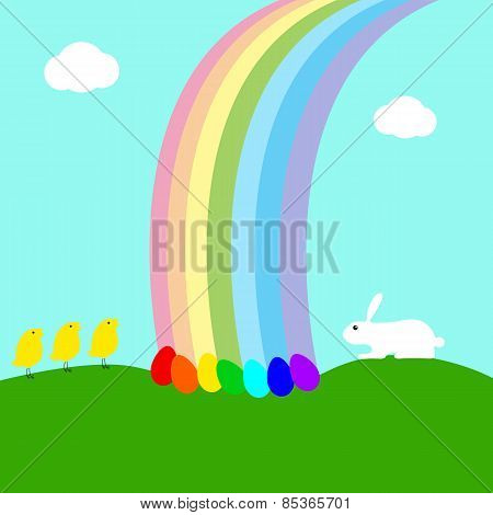 Easter Card With Rainbow