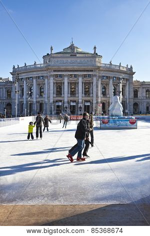 Ice Skating People At The Wiener Eistraum In Vienna