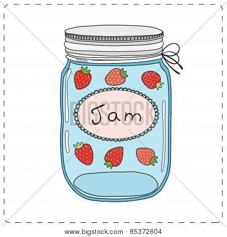 Strawberry jam in mason jar