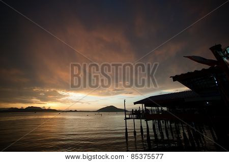 Sunset Over The Sea,koh Phitak Island,Thailand.