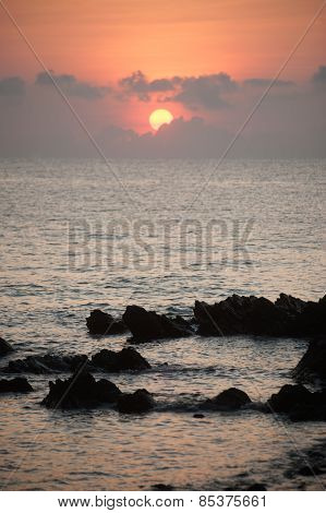 Sunset Over The Sea,koh Phitak Island,Thailand.