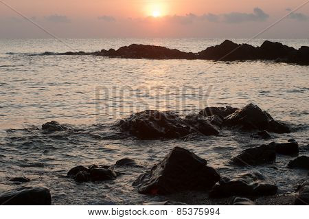 Sunset Over The Sea,koh Phitak Island,Thailand.