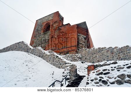 Upper Castle Keep On Gediminas Hill Is A Part Of Vilnius Castle Complex