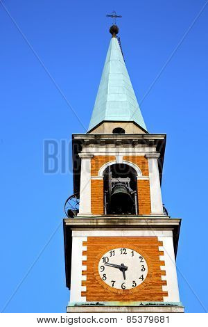 Olgiate Olona Old  And Church Tower Bell Sunny Day