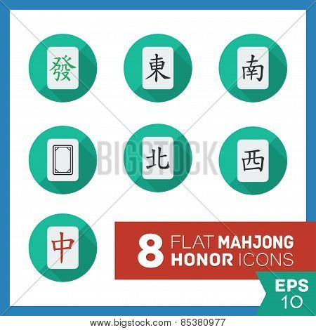 Set of vector mahjong icons