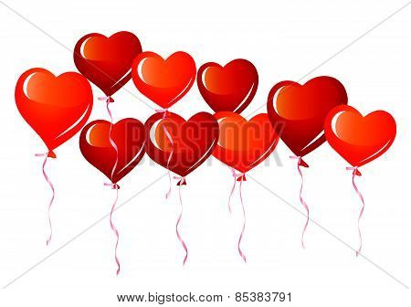 Red heart balloons