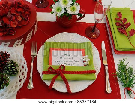 Holiday Menu Table Setting