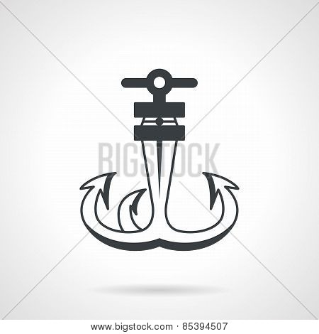 Triple anchor black vector icon