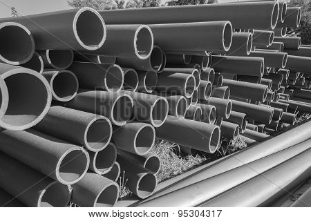 Pipes Black White Closeup