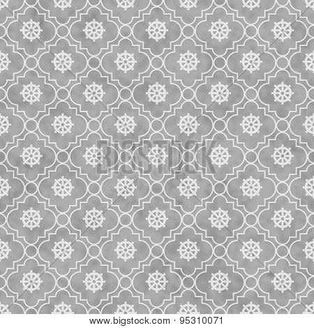 Gray And White Wheel Of Dharma Symbol Tile Pattern Repeat Background