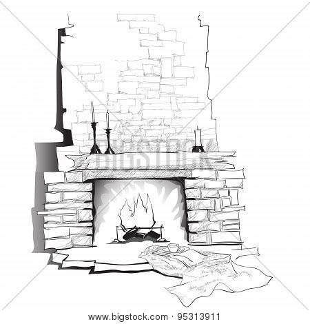 Cosy interior sketch.
