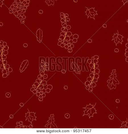 Seamless Autumn Pattern With Berries.