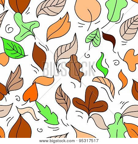 Seamless Pattern With Autumn Leafs.