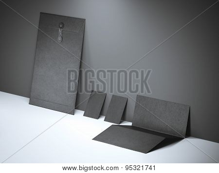 Black branding mockup near the wall