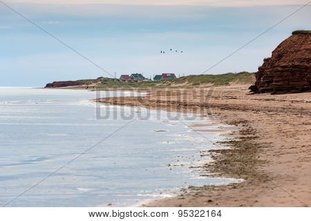 Deserted beach on the north shore of Prince Edward Island, Canada.