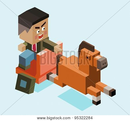 busenessman chases opportunity. vector illustration