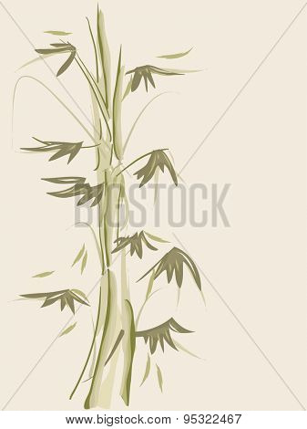 Background Illustration of Bamboos Drawn with Wispy Strokes