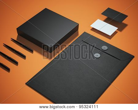 Black branding mockup on floor