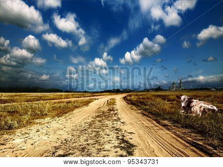 country road leading to the church
