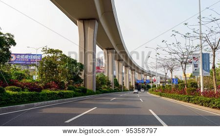 SHENZHEN, CHINA-APRIL 15: Longgang District on April 15, 2014 in Shenzhen, China. ShenZhen is regarded as one of the most successful Special Economic Zones.