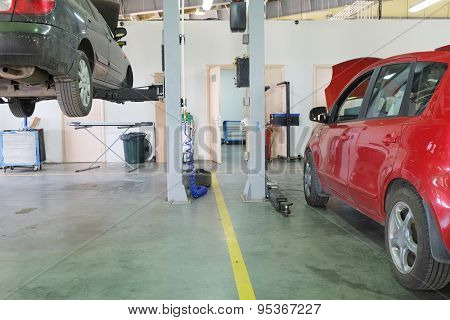 Serpuhov, Russia, June, 23, 2015: Cars in a dealer repair station in Serpuhov, Russia
