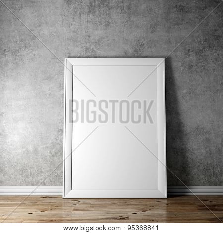 3d vintage interior setup with grunge wall and wooden floor