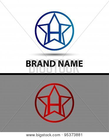 Vector elegant alphabet star element Letter h