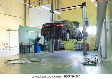Serpuhov, Russia, June, 23, 2015: Cars in a dealer repair station in Serpuhov, Russia