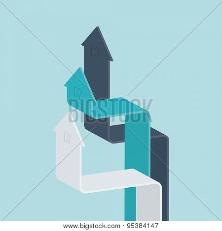 Vector 3d flat design arrow infographic elements