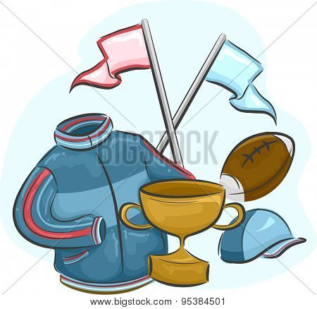 Illustration Featuring Assorted Sports Memorabilia