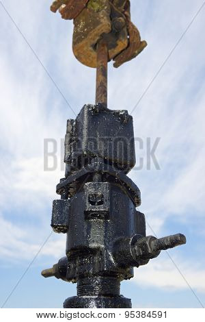 Oil well in Ayoluengo de la Lora, Burgo Province, Castilla Leon, Spain.