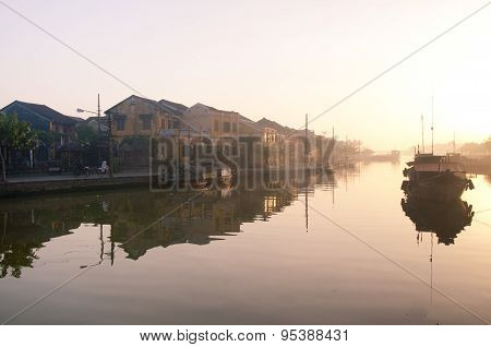 Beautiful sunrise in Hoian, Vietnam