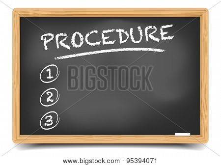 detailed illustration of a blackboard with an empty Procedure list, eps10 vector, gradient mesh included
