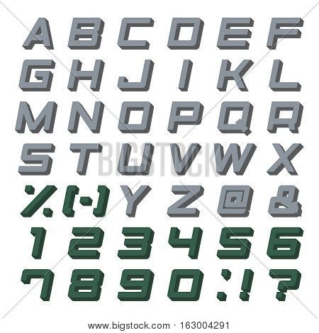 Alphabet Set 3D abc punctuation marks isolated