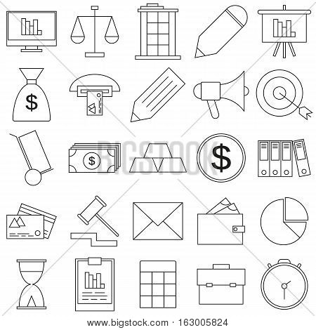 Set vector line icons in flat design accounting, finance and business with elements for mobile concepts and web apps