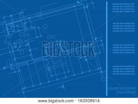 Construction Plan. Architectural background. Engineering Cover blue background for labels for your design