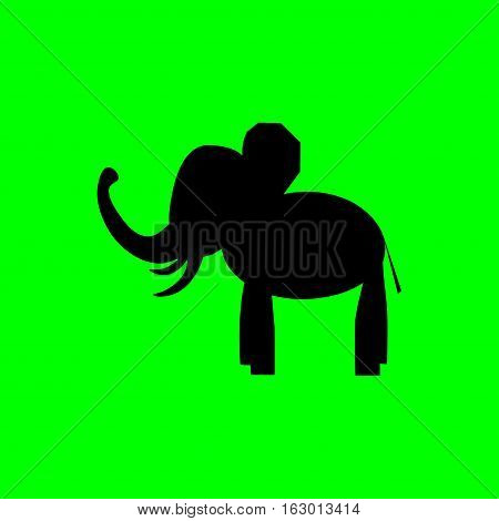 Elephant image with a logo design. Colored background. Icon