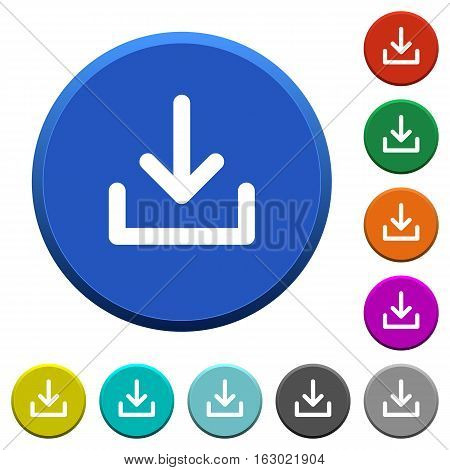 Download round color beveled buttons with smooth surfaces and flat white icons