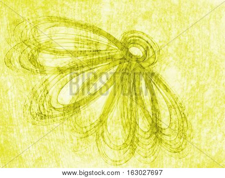Floral Style Smoke Yellow Line Ornament Background, Flower Abstract