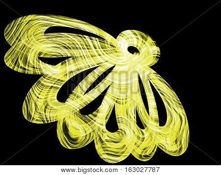 Floral Style Smoke Yellow Line Ornament Background, Flower Abstract