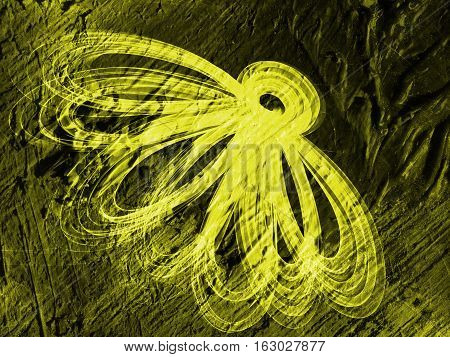 Floral Style Smoke Yellow Line Ornament Background, Flower Abstract