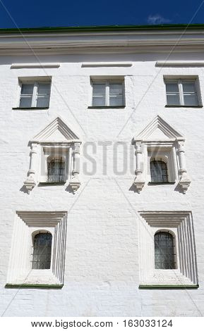 Windows of Church of St. Nicholas in Vladychnaya Sloboda in Vologda Russia.
