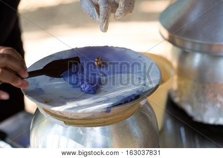 Thailand ancient dessert, Thai steamed rice-skin dumplings.